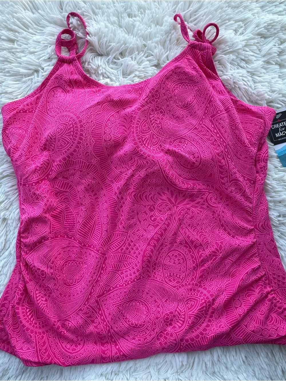 Swim Solutions Bright Pink Paisley Tankini top - Picture 11 of 12